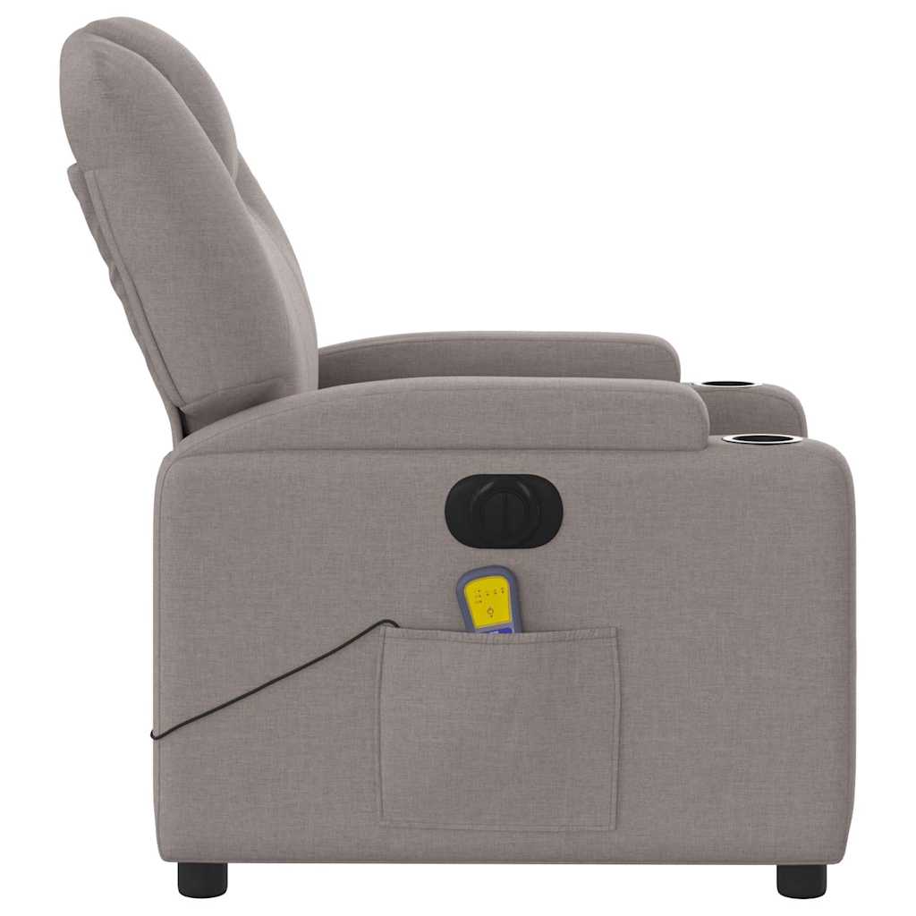 vidaXL Rozkładany fotel masujący, elektryczny, kolor taupe, tkanina