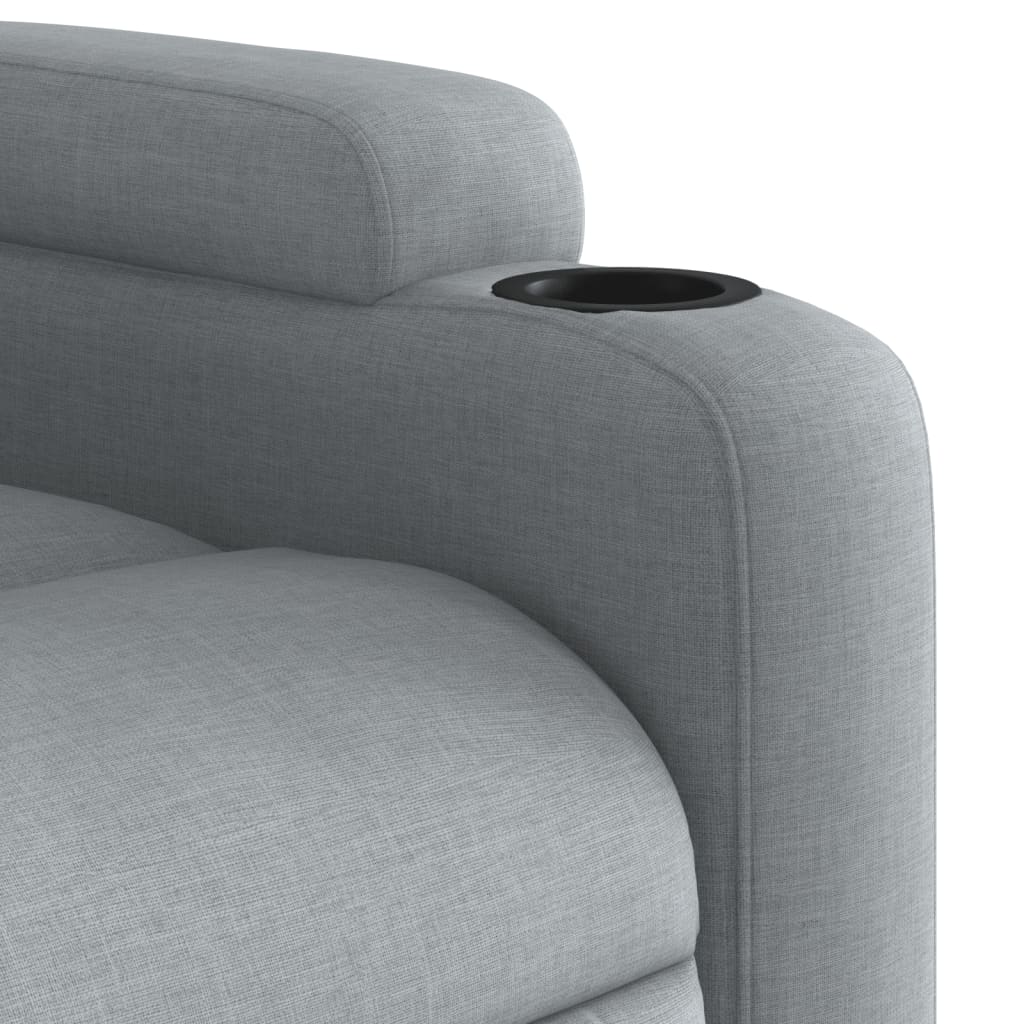 vidaXL Podnoszony fotel rozkładany, jasnoszary, obity tkaniną