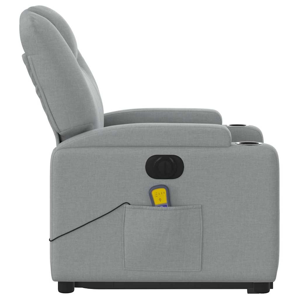 vidaXL Podnoszony fotel masujący, elektryczny, rozkładany, jasnoszary