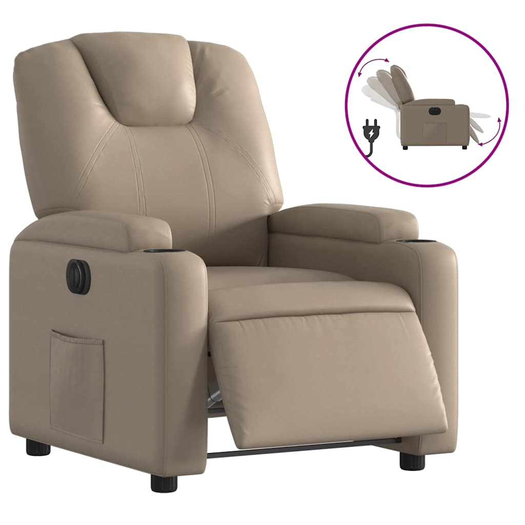 vidaXL Elektryczny fotel rozkładany, cappuccino, obity sztuczną skórą