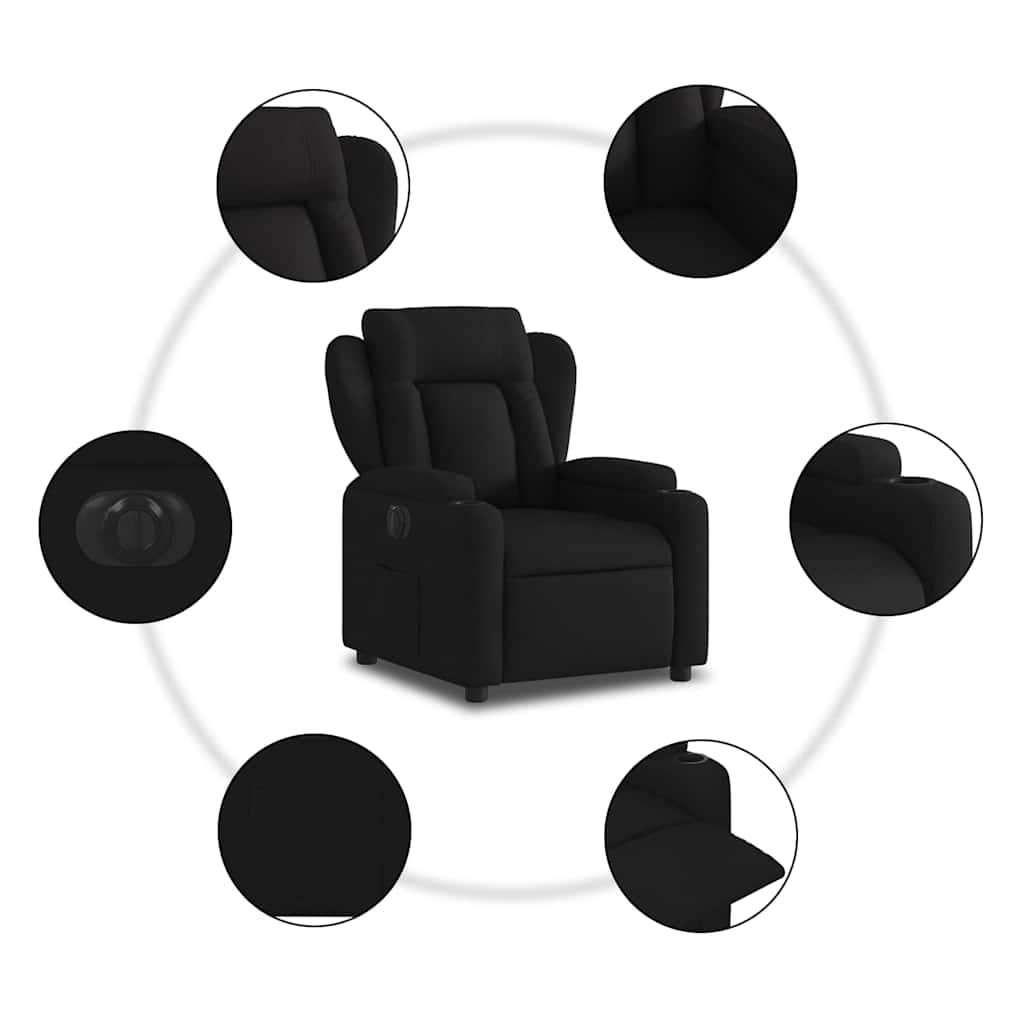vidaXL Elektryczny fotel rozkładany, czarny, obity tkaniną