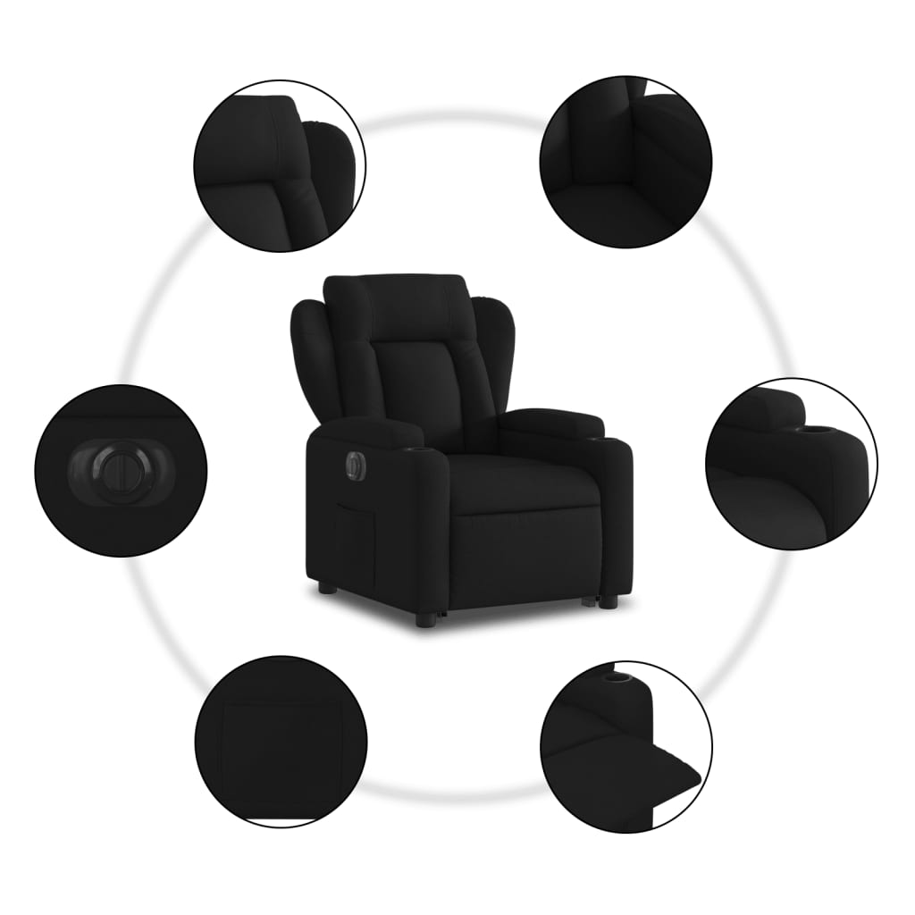 vidaXL Podnoszony fotel masujący, elektryczny, rozkładany, czarny