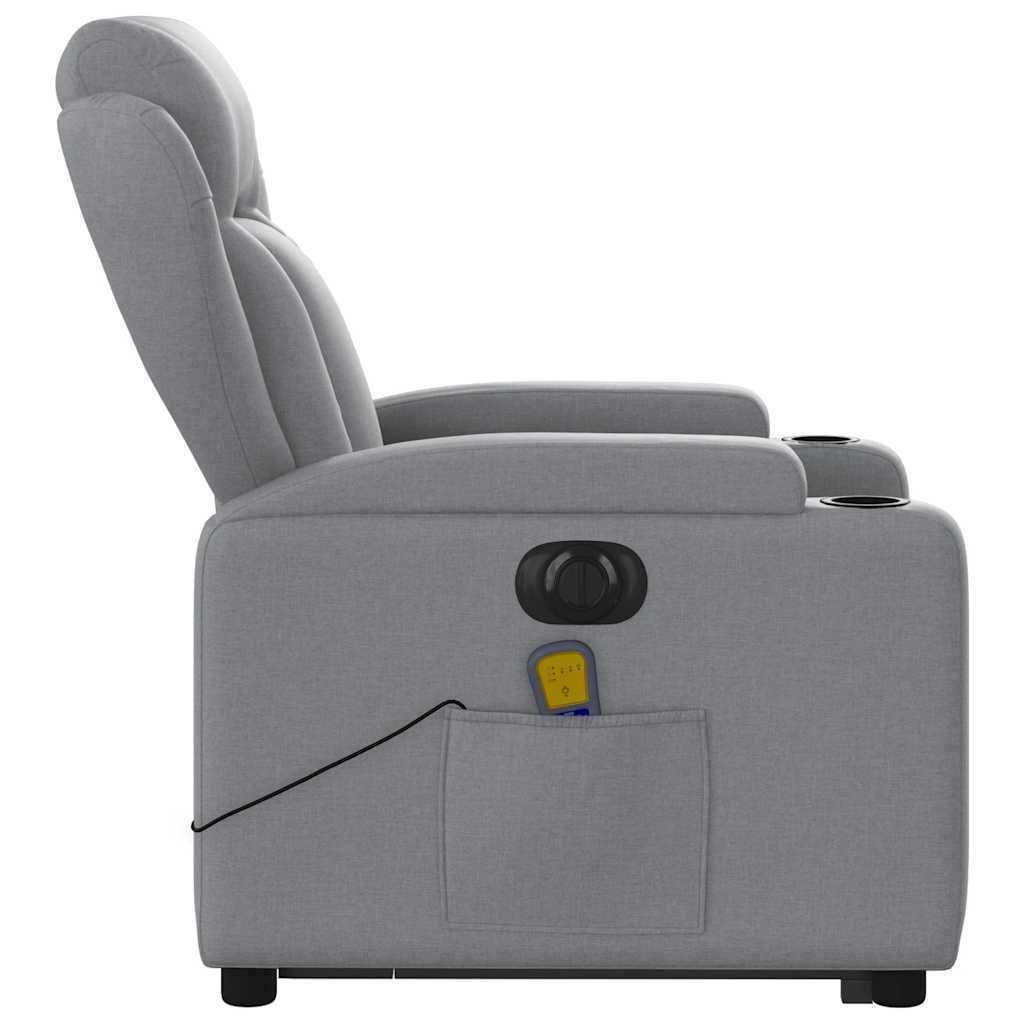 vidaXL Podnoszony fotel masujący, elektryczny, rozkładany, jasnoszary