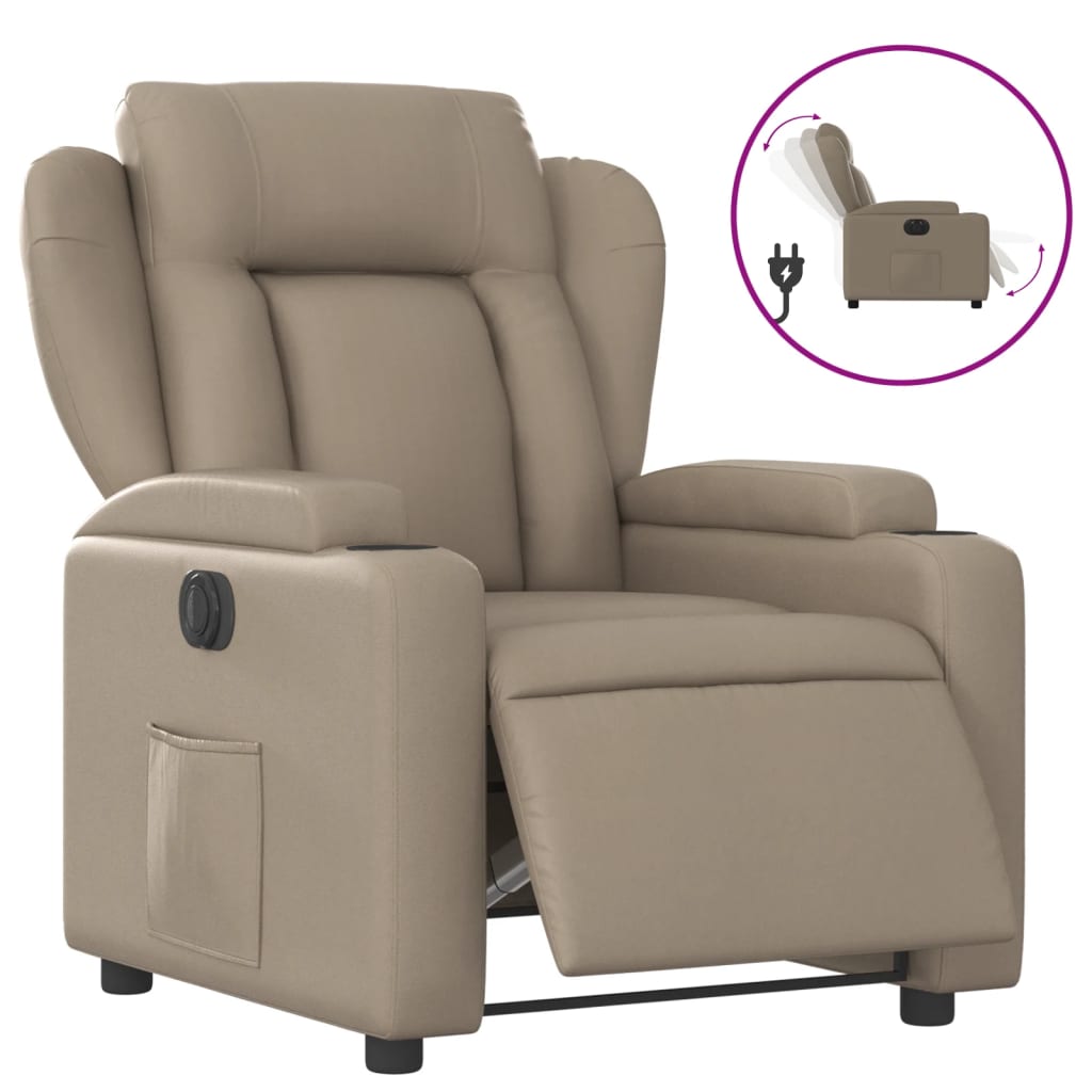 vidaXL Elektryczny fotel rozkładany, cappuccino, obity sztuczną skórą