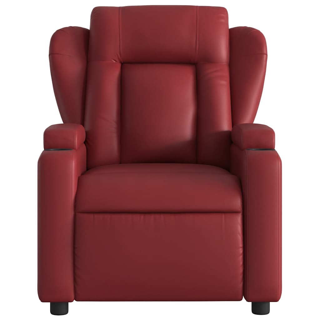 vidaXL Rozkładany fotel masujący, elektryczny, bordowy, sztuczna skóra