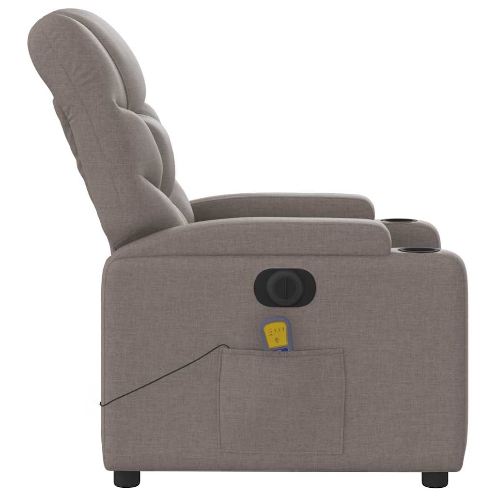 vidaXL Rozkładany fotel masujący, elektryczny, kolor taupe, tkanina