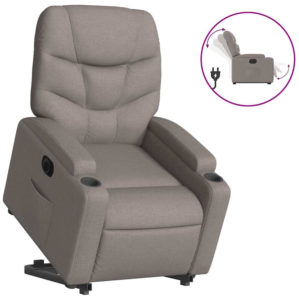 vidaXL Podnoszony fotel rozkładany, elektryczny, kolor taupe, tkanina