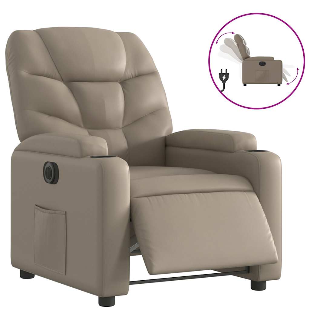 vidaXL Elektryczny fotel rozkładany, cappuccino, obity sztuczną skórą