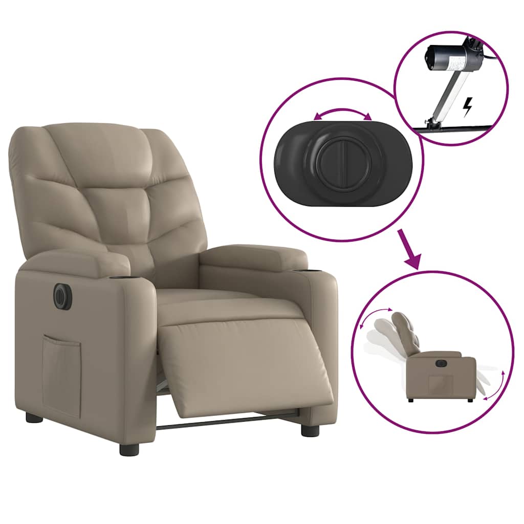 vidaXL Elektryczny fotel rozkładany, cappuccino, obity sztuczną skórą