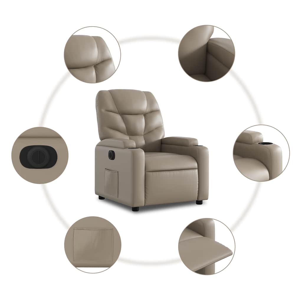 vidaXL Elektryczny fotel rozkładany, cappuccino, obity sztuczną skórą