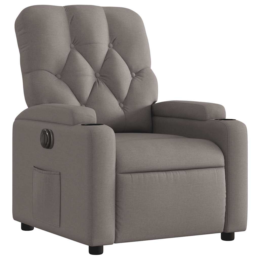 vidaXL Elektryczny fotel rozkładany, kolor taupe, obity tkaniną