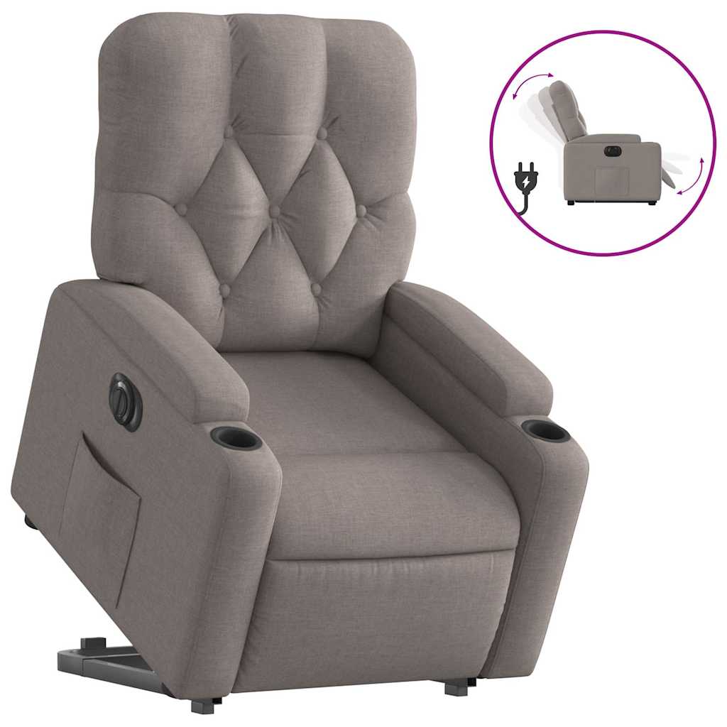 vidaXL Podnoszony fotel rozkładany, elektryczny, kolor taupe, tkanina