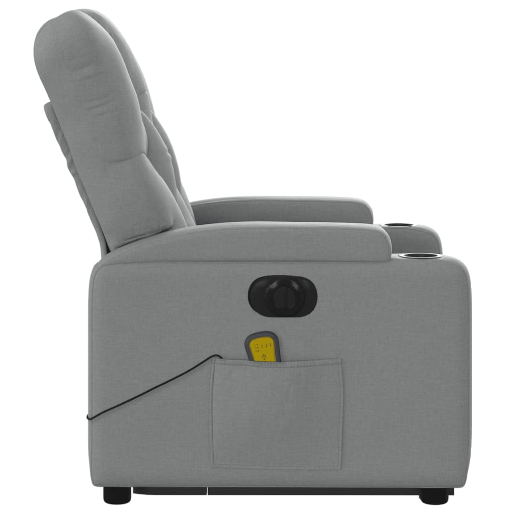 vidaXL Podnoszony fotel masujący, elektryczny, rozkładany, jasnoszary