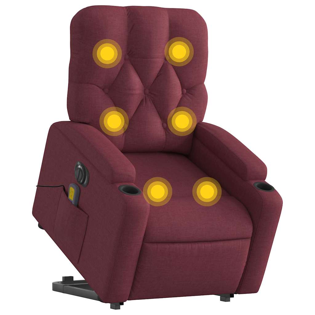 vidaXL Podnoszony fotel masujący, elektryczny, rozkładany, czerwony