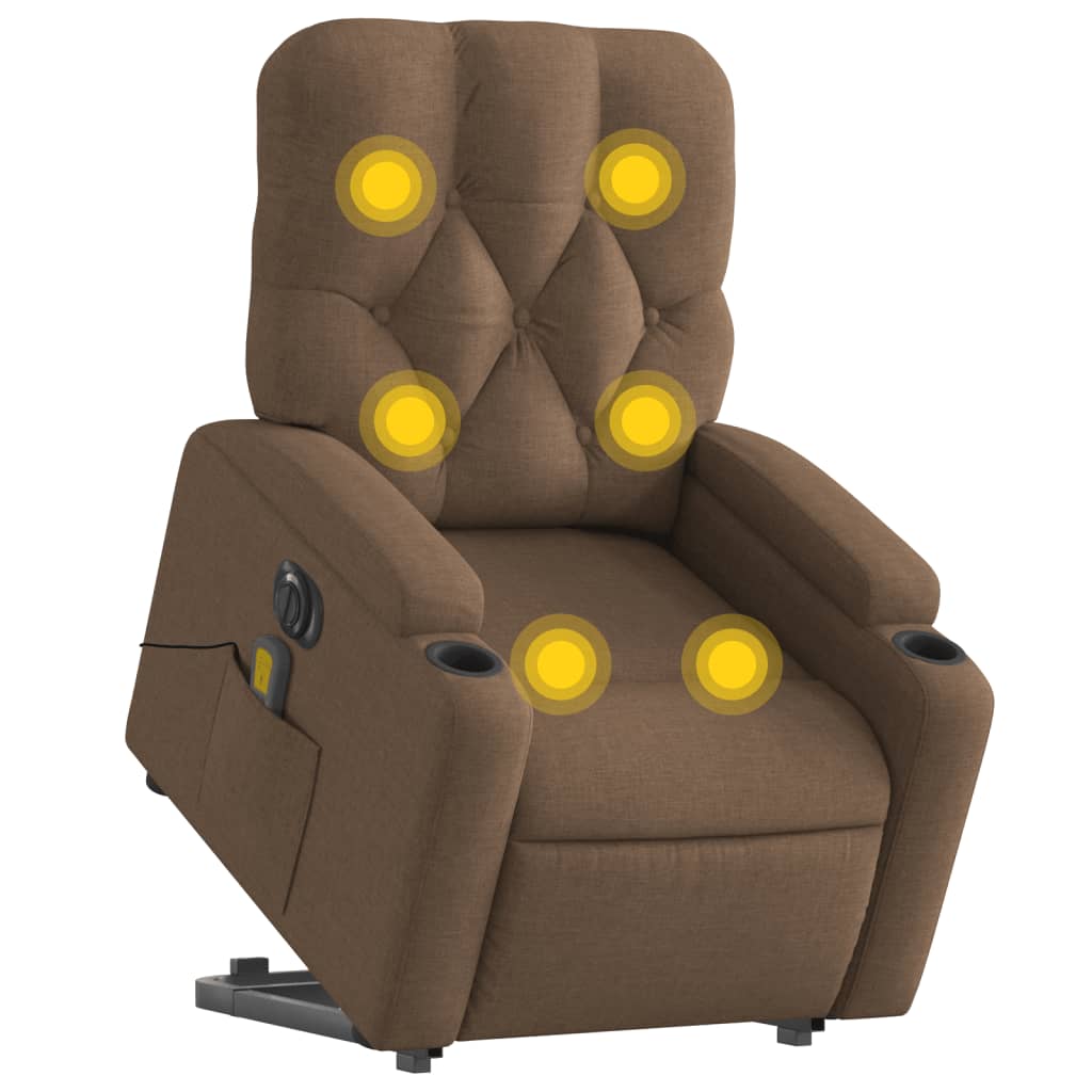 vidaXL Podnoszony fotel masujący, elektryczny, rozkładany, brązowy