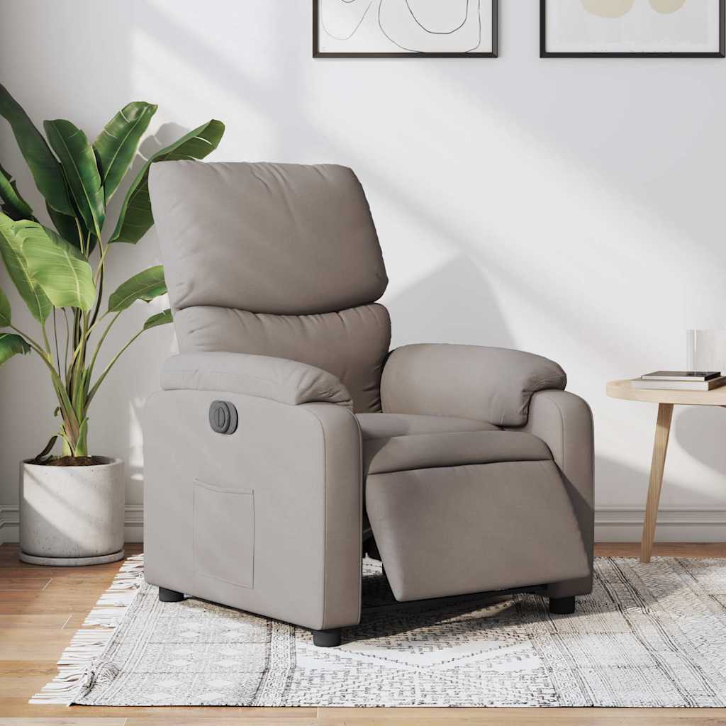 vidaXL Elektryczny fotel rozkładany, kolor taupe, obity tkaniną