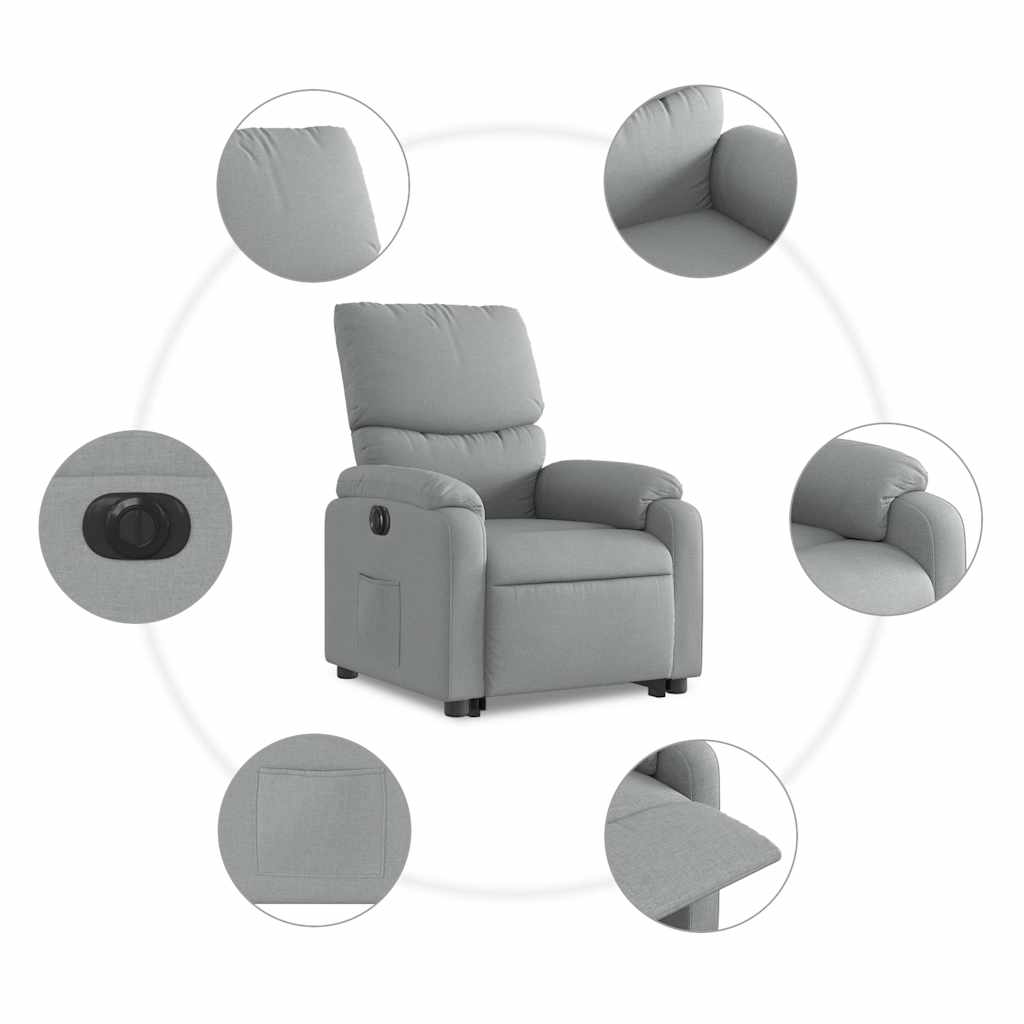 vidaXL Podnoszony fotel masujący, elektryczny, rozkładany, jasnoszary