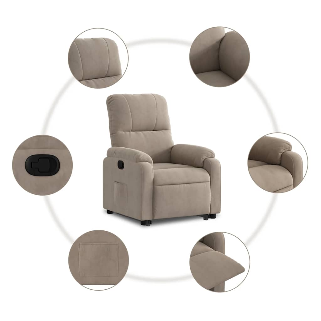 vidaXL Podnoszony fotel rozkładany, taupe, mikrofibra