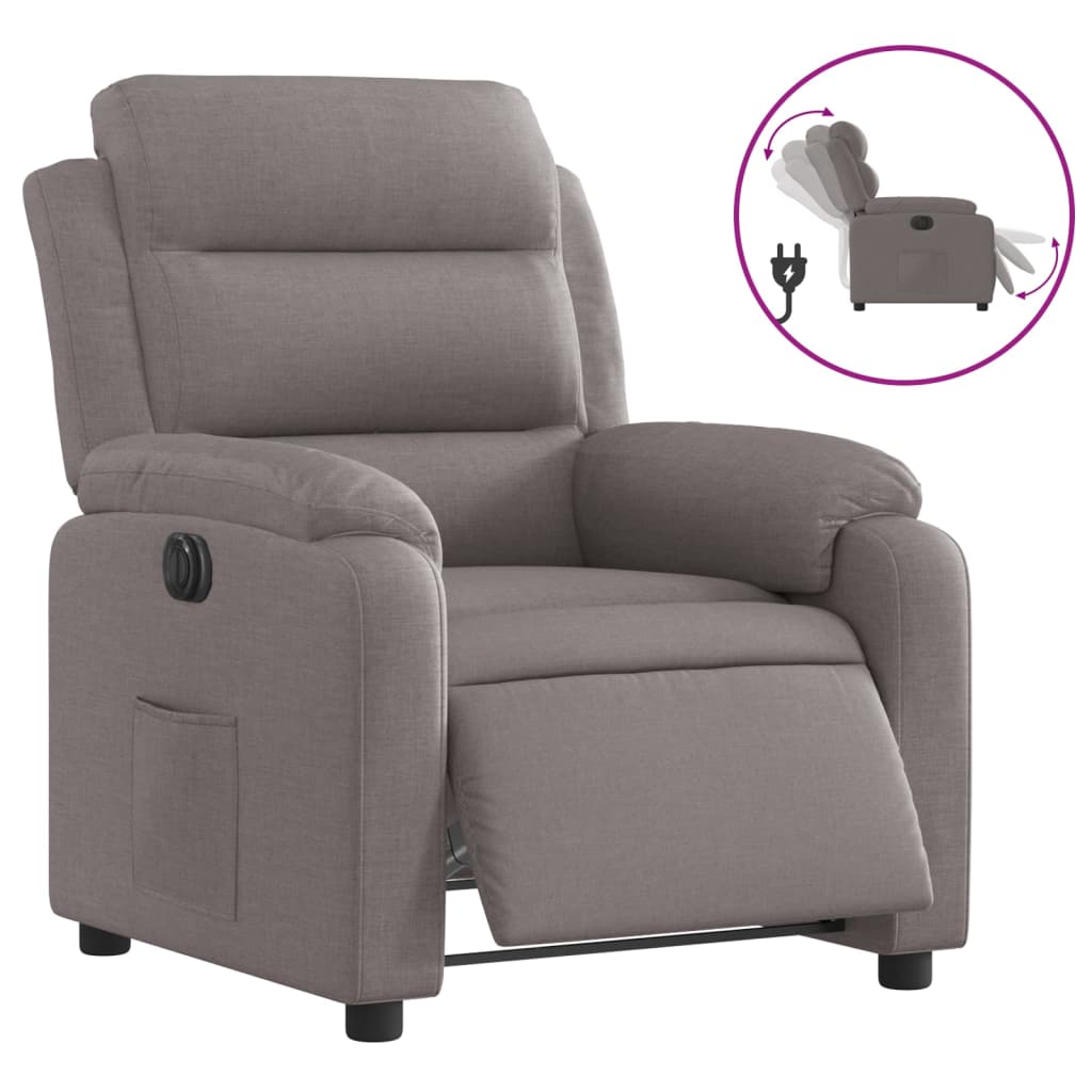 vidaXL Elektryczny fotel rozkładany, kolor taupe, obity tkaniną
