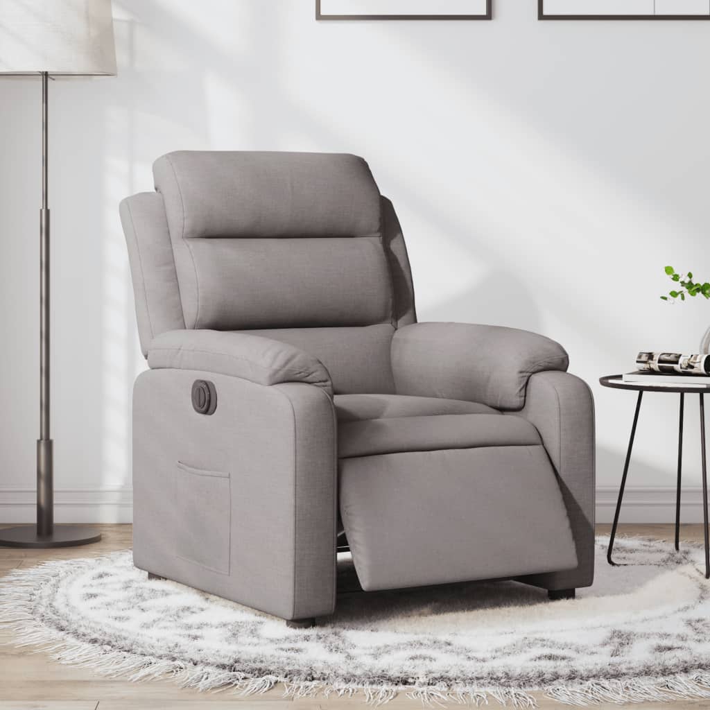 vidaXL Elektryczny fotel rozkładany, kolor taupe, obity tkaniną