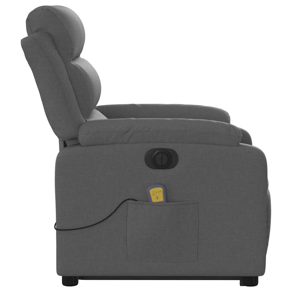 vidaXL Podnoszony fotel masujący, elektryczny, rozkładany, ciemnoszary