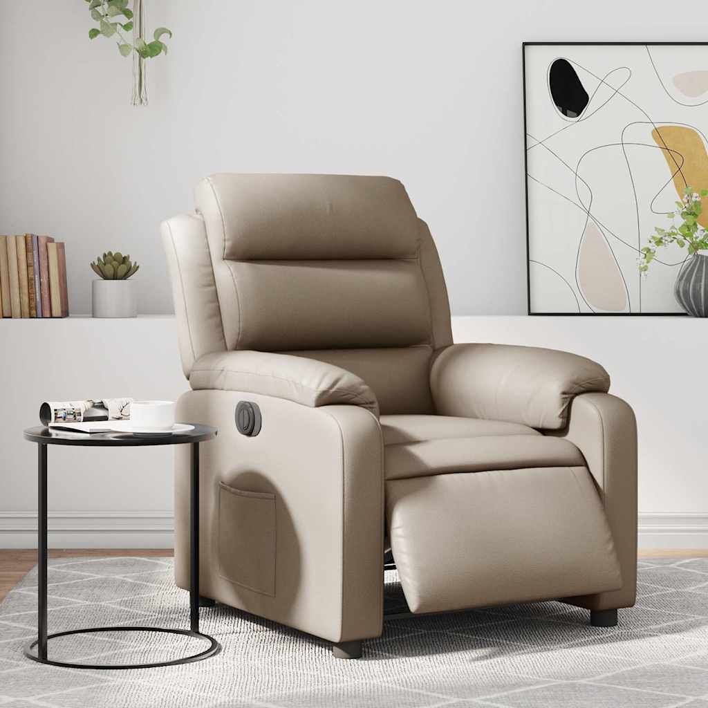 vidaXL Elektryczny fotel rozkładany, cappuccino, obity sztuczną skórą