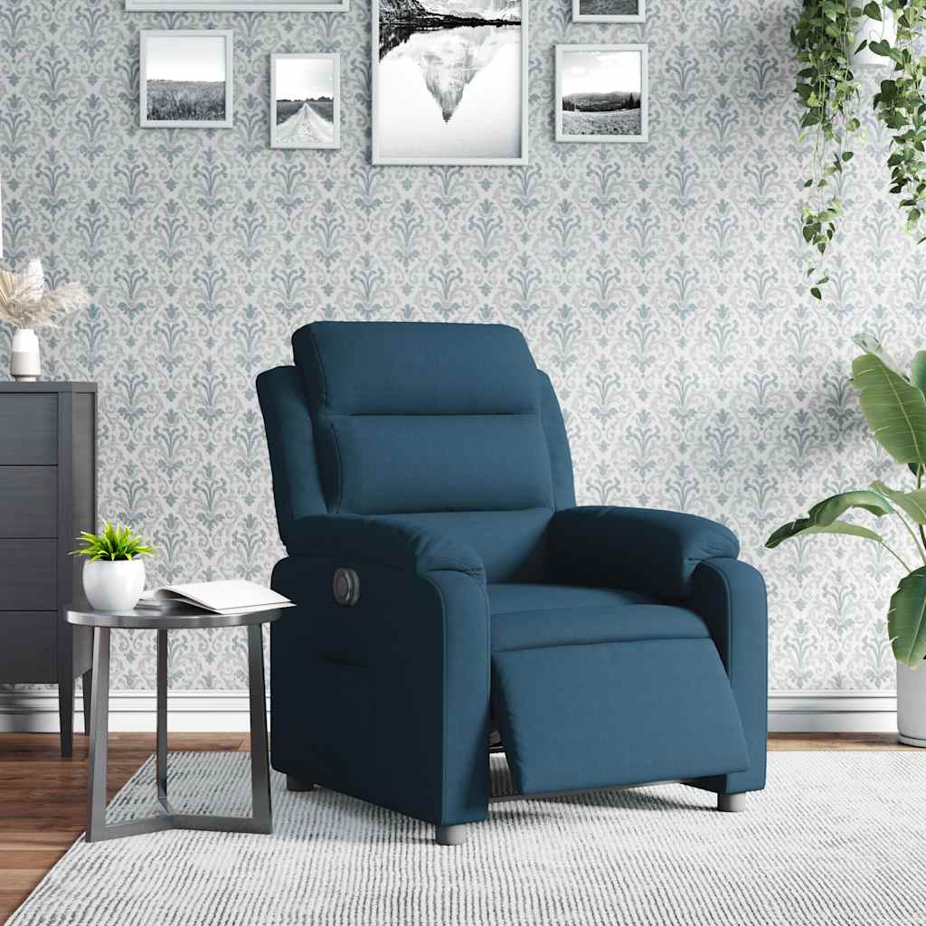 vidaXL Elektryczny fotel rozkładany, niebieski, obity aksamitem