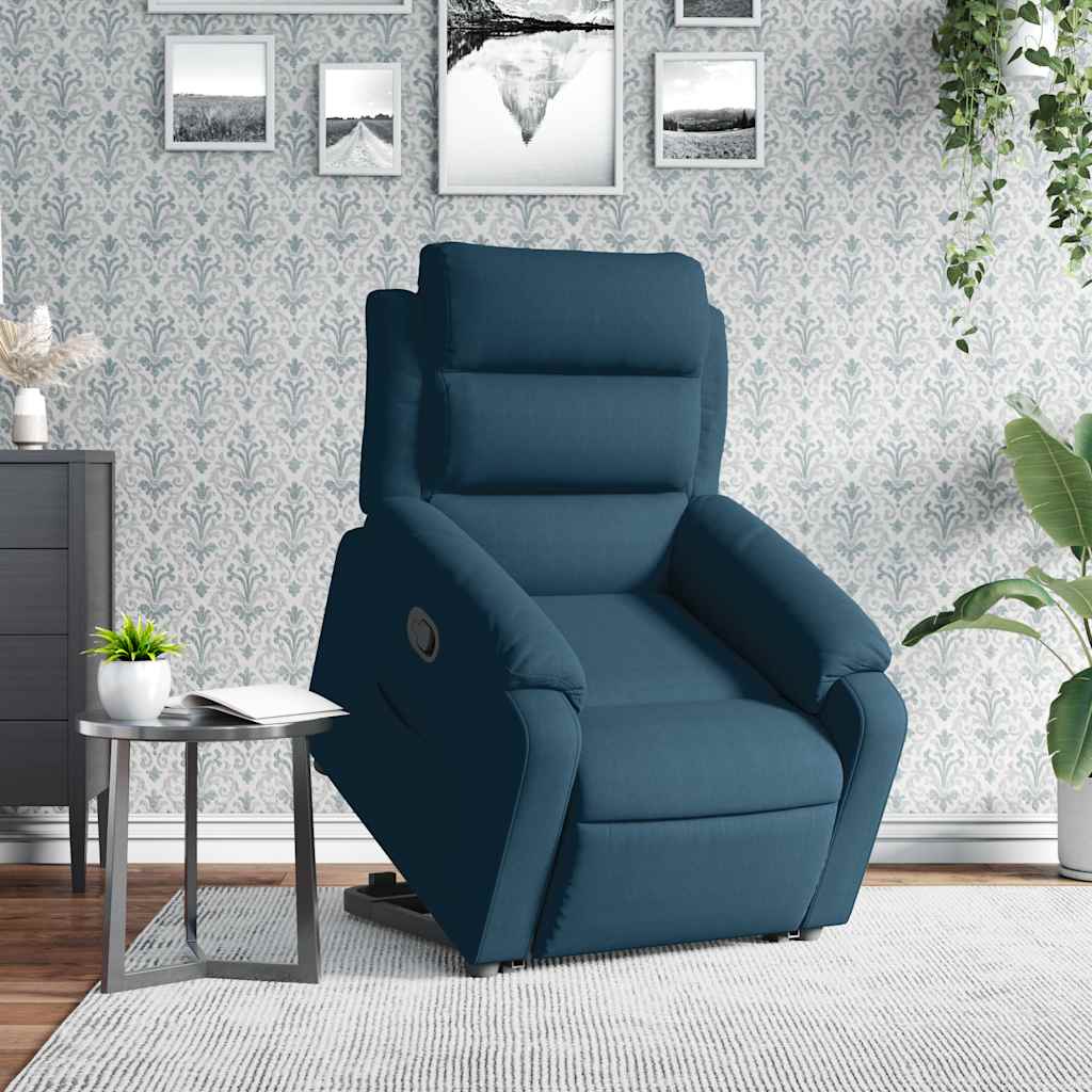 vidaXL Rozkładany fotel pionizujący, niebieski, aksamitny