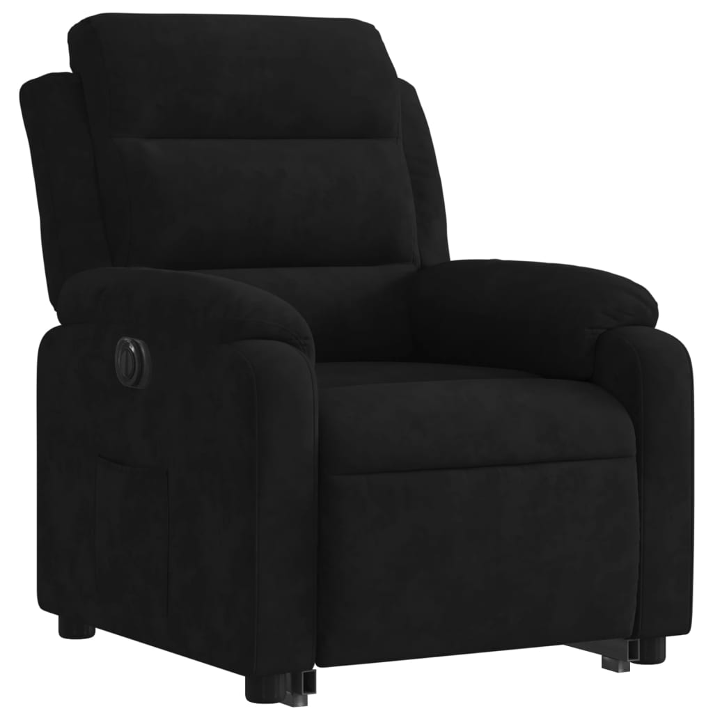 vidaXL Elektryczny, podnoszony fotel rozkładany, czarny, aksamit