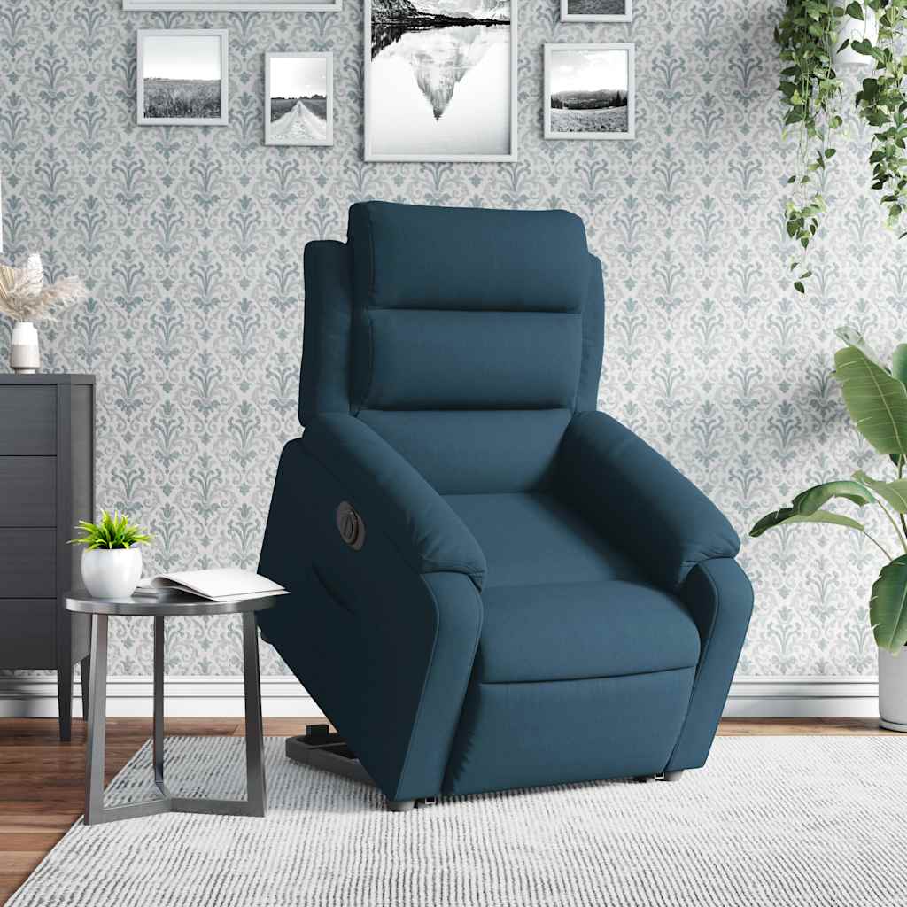 vidaXL Elektryczny, podnoszony fotel rozkładany, niebieski, aksamit