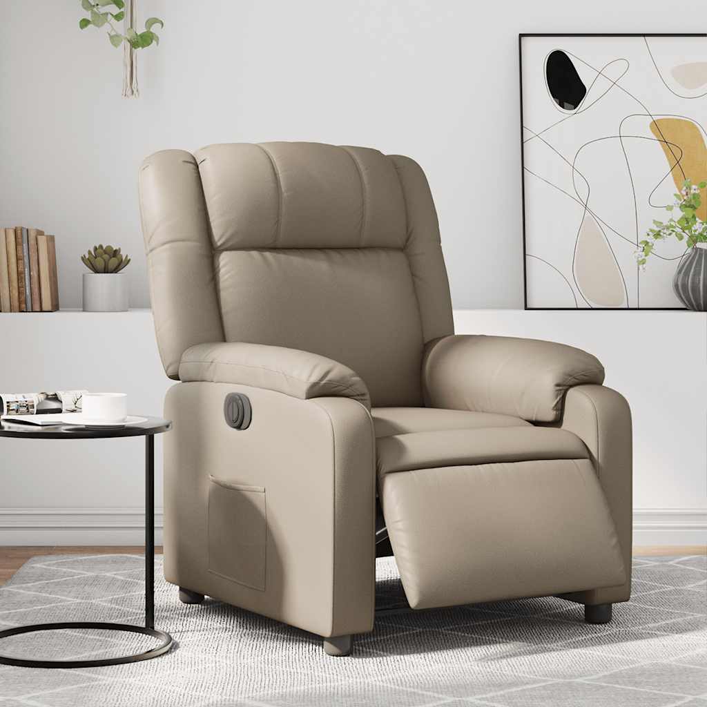vidaXL Elektryczny fotel rozkładany, cappuccino, obity sztuczną skórą