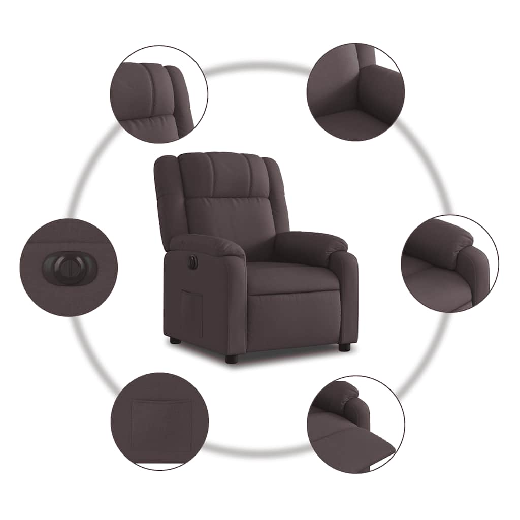 vidaXL Elektryczny fotel rozkładany, ciemnobrązowy, obity tkaniną