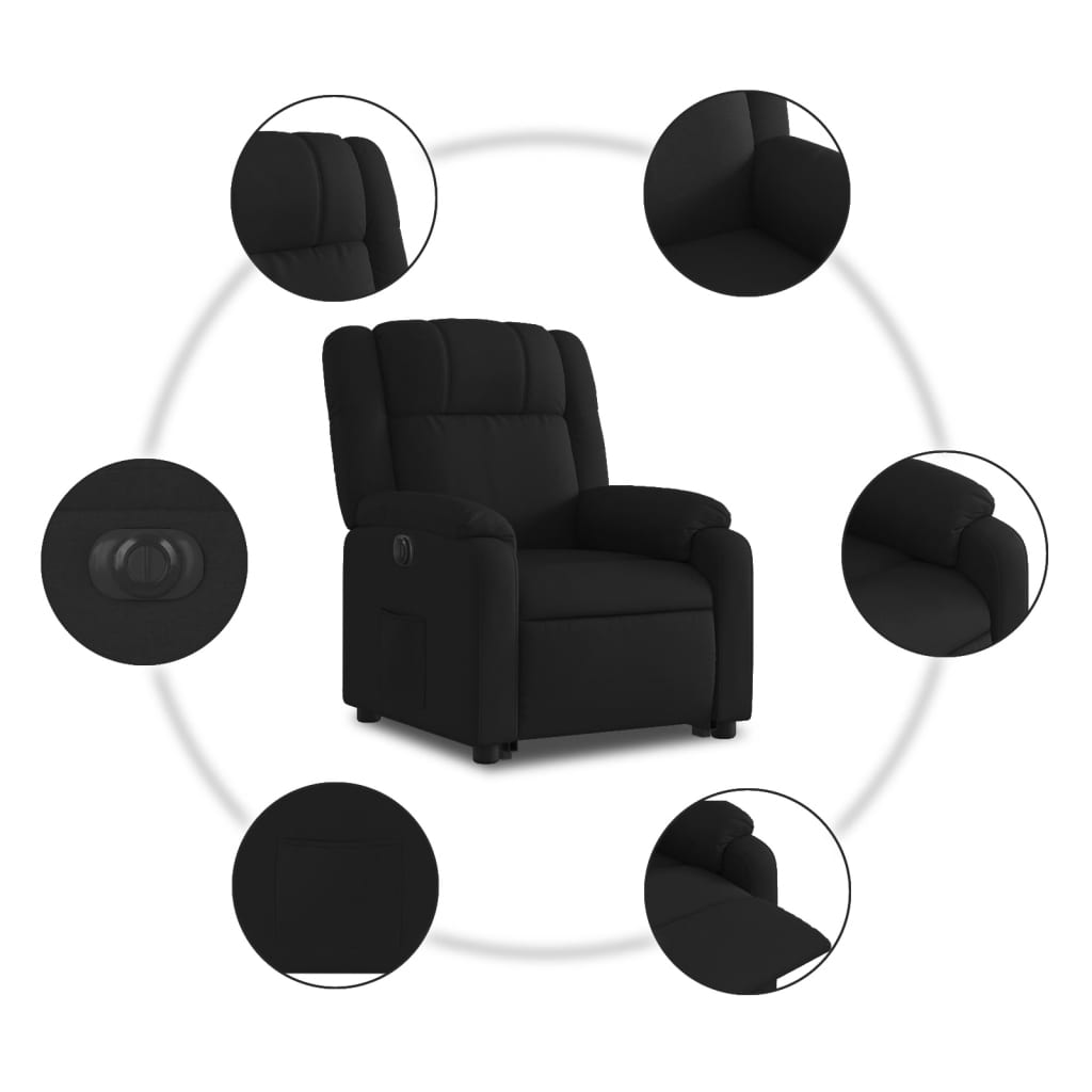 vidaXL Podnoszony fotel masujący, elektryczny, rozkładany, czarny