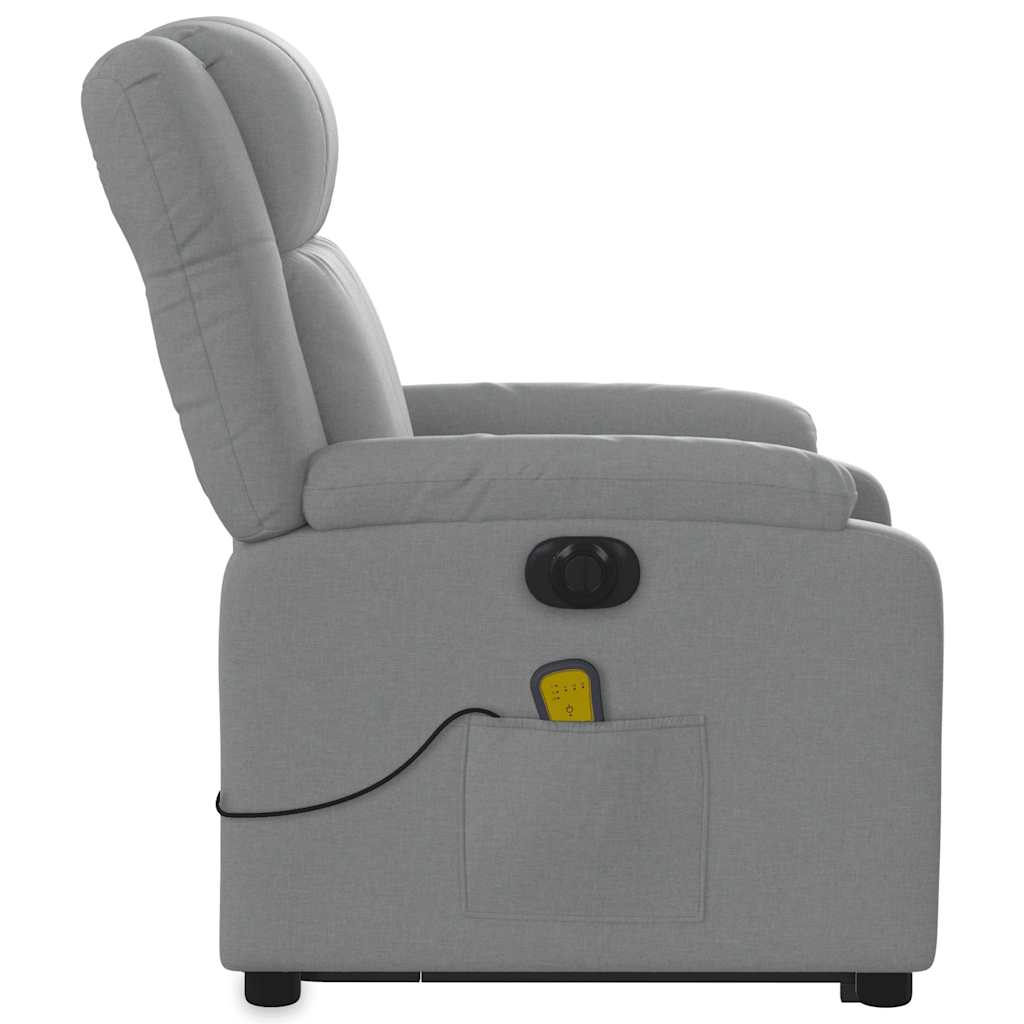 vidaXL Podnoszony fotel masujący, elektryczny, rozkładany, jasnoszary