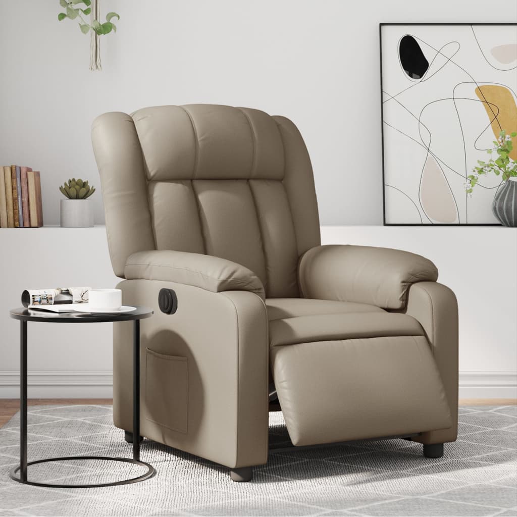 vidaXL Elektryczny fotel rozkładany, cappuccino, obity sztuczną skórą