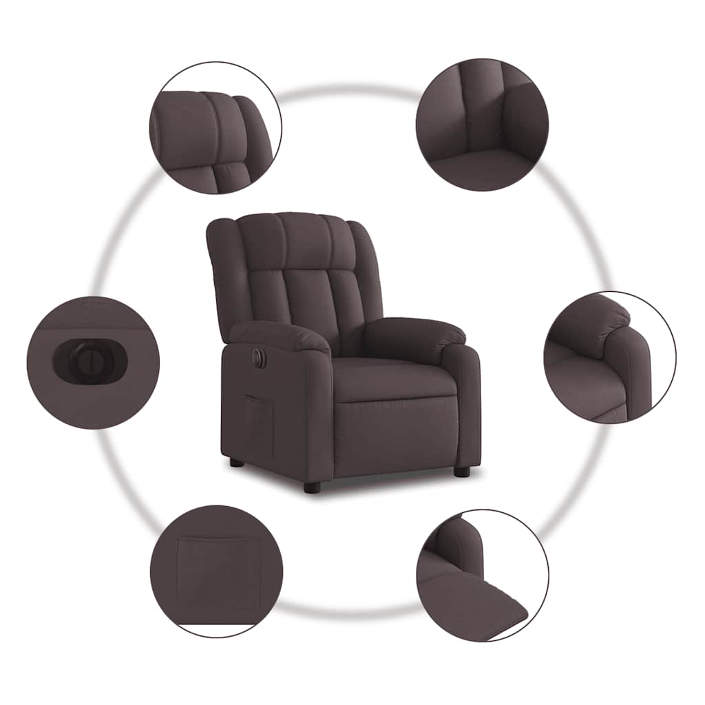 vidaXL Elektryczny fotel rozkładany, ciemnobrązowy, obity tkaniną