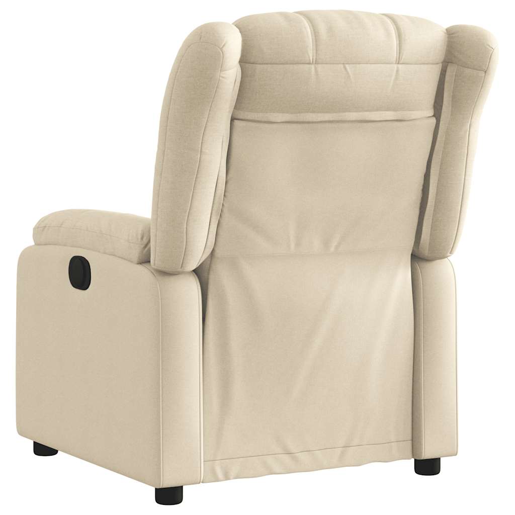 vidaXL Elektryczny fotel rozkładany, kremowy, obity tkaniną