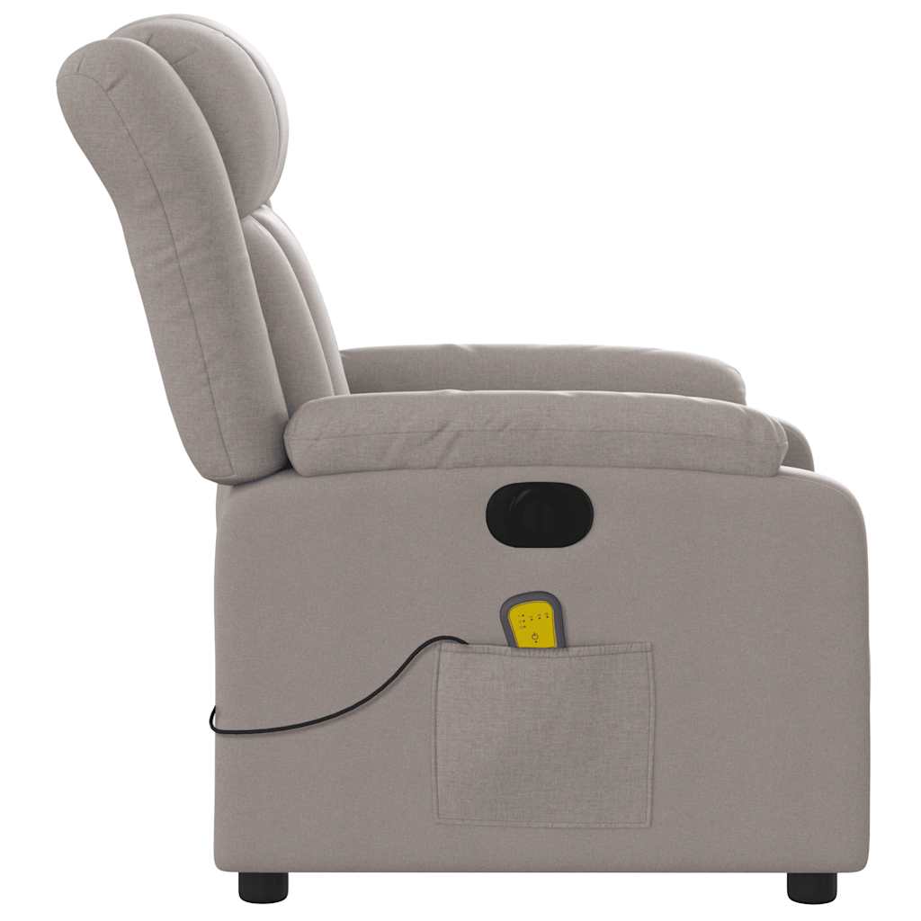 vidaXL Rozkładany fotel masujący, elektryczny, kolor taupe, tkanina