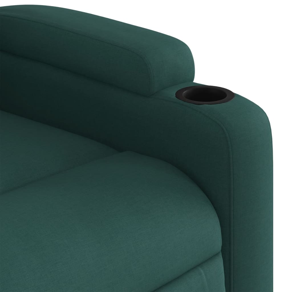 vidaXL Fotel masujący z funkcją relaksacji, ciemnozielony materiał