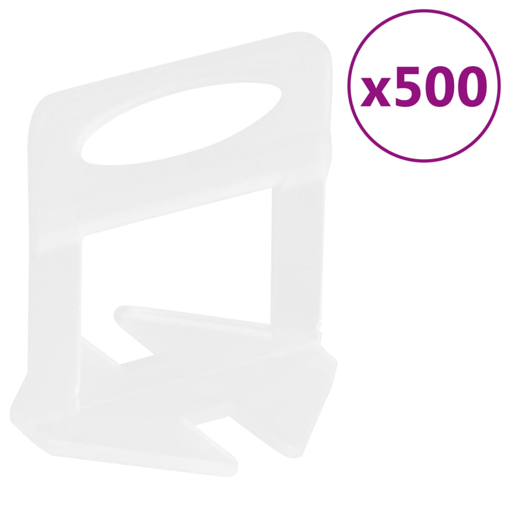 vidaXL System poziomowania płytek, 250 klinów, 500 klipsów, 3 mm
