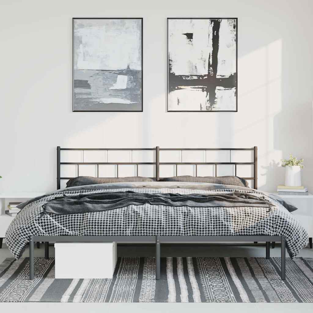 vidaXL Metalowa rama łóżka z wezgłowiem, czarna, 183x213 cm