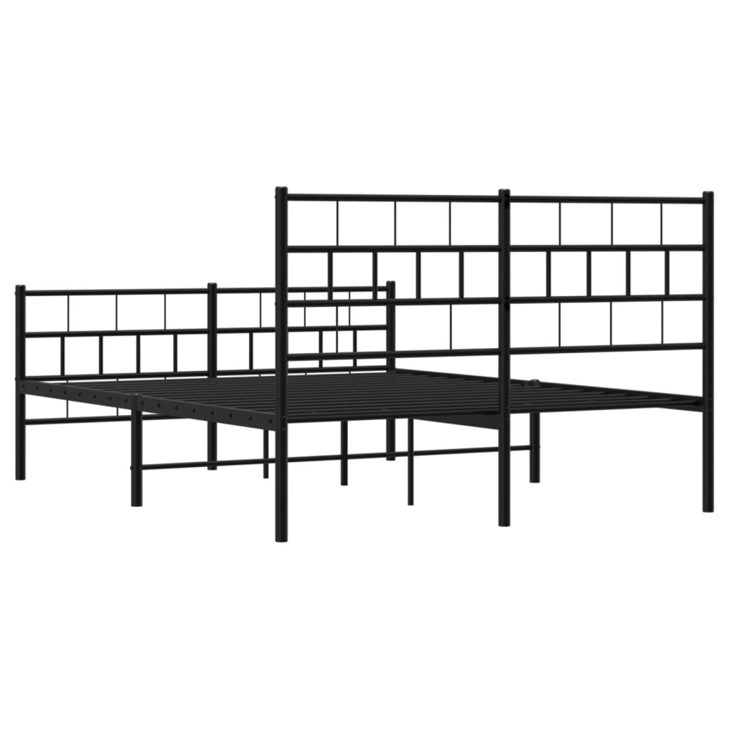 vidaXL Metalowa rama łóżka z wezgłowiem i zanóżkiem, czarna, 120x200cm