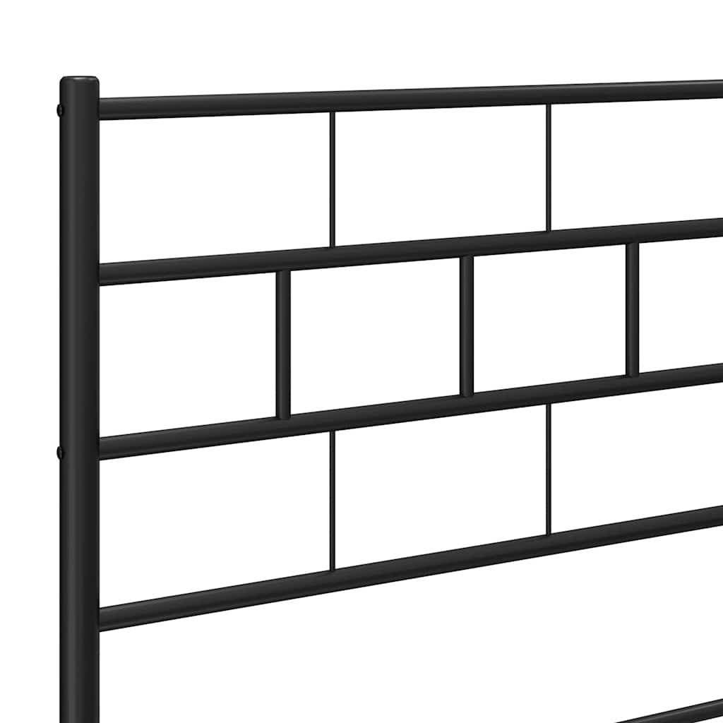 vidaXL Metalowa rama łóżka z wezgłowiem i zanóżkiem, czarna, 135x190cm
