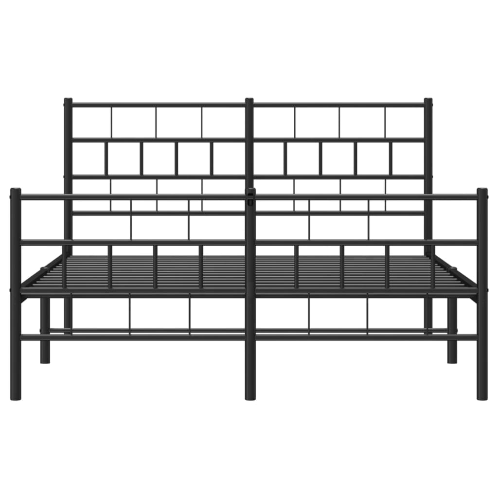 vidaXL Metalowa rama łóżka z wezgłowiem i zanóżkiem, czarna, 140x200cm