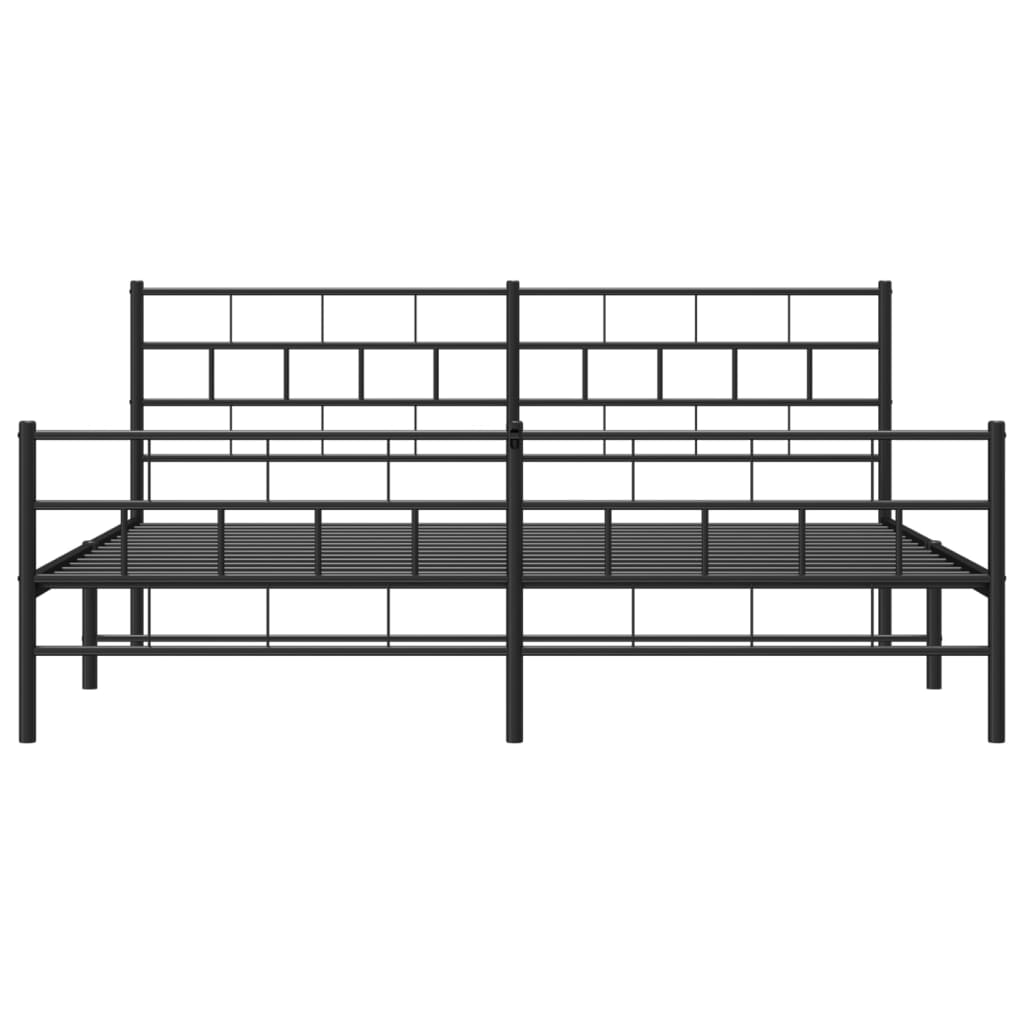 vidaXL Metalowa rama łóżka z wezgłowiem i zanóżkiem, czarna, 200x200cm
