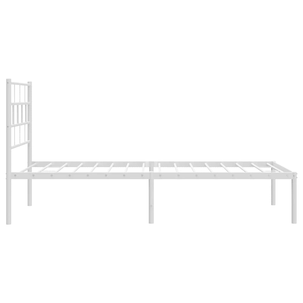 vidaXL Metalowa rama łóżka z wezgłowiem, biała, 100x200 cm