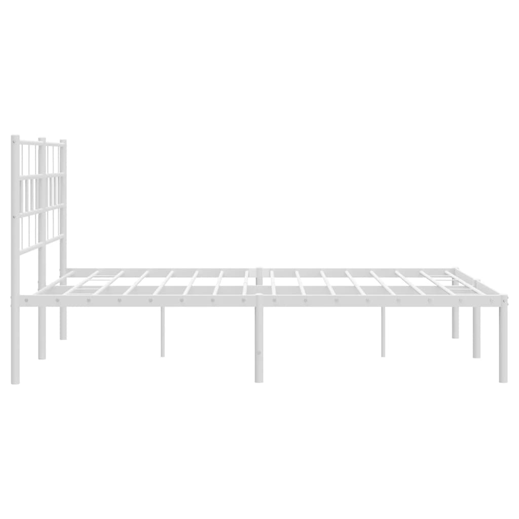 vidaXL Metalowa rama łóżka z wezgłowiem biała, 140x200 cm