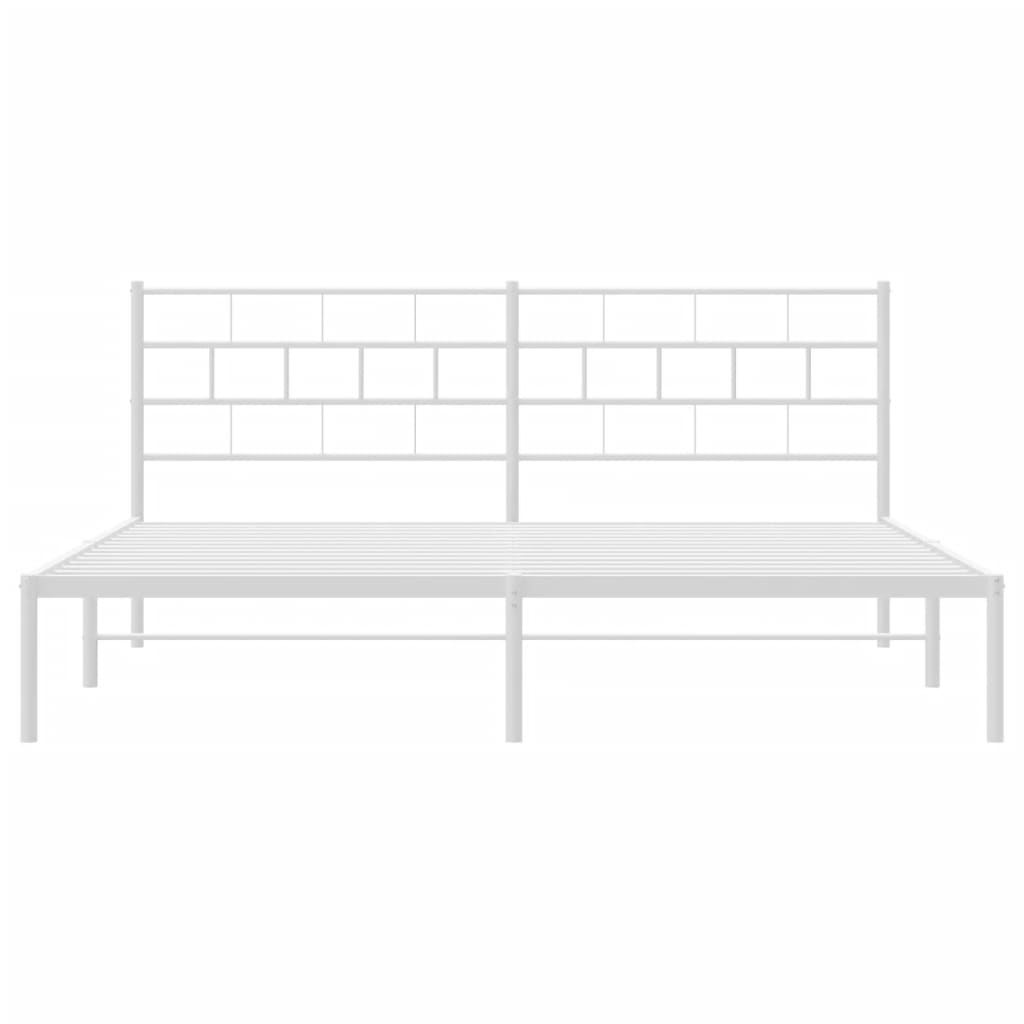 vidaXL Metalowa rama łóżka z wezgłowiem, biała, 180x200 cm