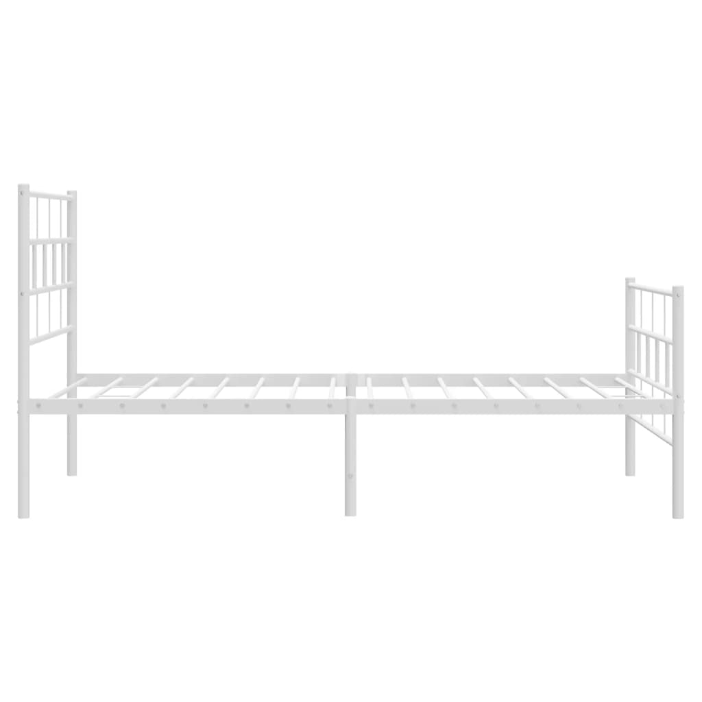 vidaXL Metalowa rama łóżka z wezgłowiem i zanóżkiem, biała, 90x200 cm