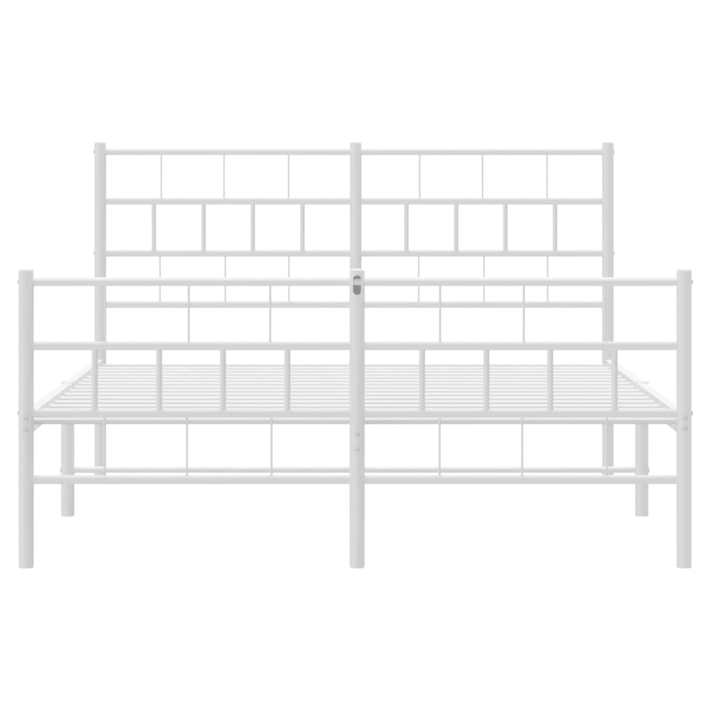 vidaXL Metalowa rama łóżka z wezgłowiem i zanóżkiem, biała, 120x200 cm